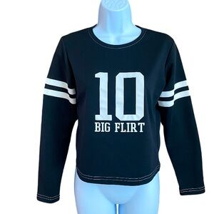 Vintage Big Flirt 10 Black and White Long Sleeve Top Size Medium, 100% Polyester